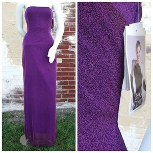 90s Vintage Shimmery Purple Maxi Dress Strapless